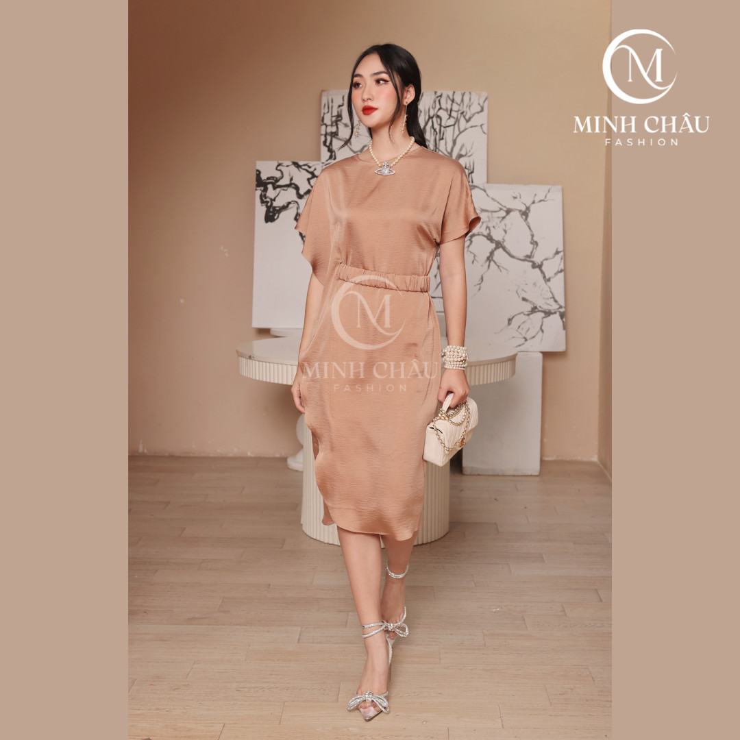 Đầm thiết kế phu nhân màu nude